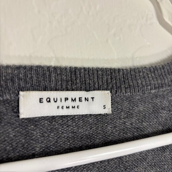 Equipment Cashmere Sweater Womens Small V Neck Pullover Gray Femme - Picture 3 of 5